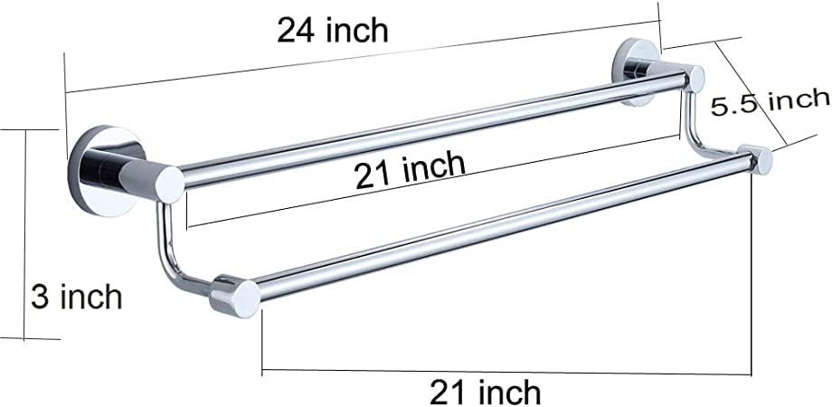 Image of SUNDRY Mega-Pro Stainless Towel Rack /Towel Hanger /Towel Rod for Bathroom and Kitchen (24 Inch Double Rod) 2 Feet