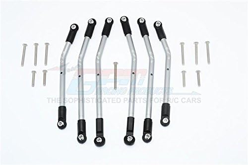 GPM For Traxxas TRX-4 Trail Defender Crawler Upgrade Parts Aluminum Adjustable Suspension Links - 6Pc Set Gray Silver
