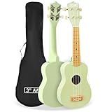 3rd Avenue Ukelele soprano para principiantes de 53 cm, 4 cuerdas de nailon con bolsa de ukelele gratis, color verde pastel, lecciones en línea gratis de 1 mes