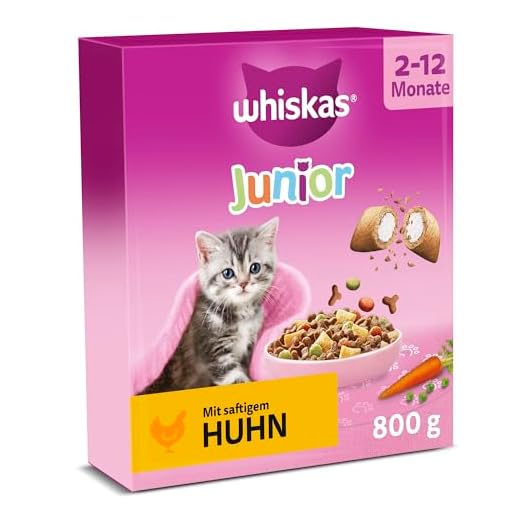 Whiskas Junior Trockenfutter Huhn, 5x800g (5 Packungen) - für heranwachsende Katzen - Extra kleine Kibbles für Kätzchen (2-12 Monate) - unterschiedliche Produktverpackungen erhältlich