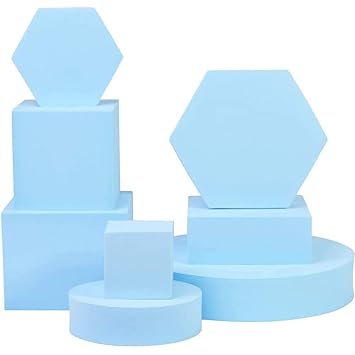 Store2508 Photography Props Photography Blocks Craft Hard Foam Blocks Shapes for Cosmetics, Makeup Tools Flat Lay Photo Shoot for Products Set of 8 (Light Blue)