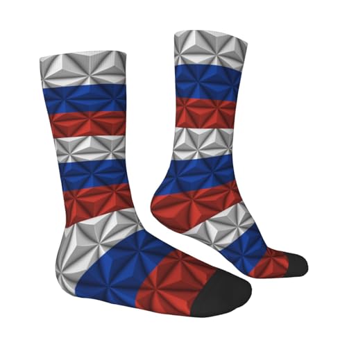 Russian Flag With Polygonal Effect Socks For Men Women Outdoor Sports Running Hiking Wicking Crew Socks3