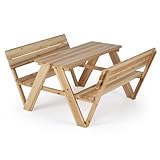 Stabilité Améliorée : Cet ensemble de table exterieur enfant possède une structure robuste en forme de A avec des planches épaisses de 20 mm solidement fixées, supportant jusqu'à 50 kg sur la table et 150 kg par banc. Ce design stable garantit aux enfants un espace sécuritaire pour jouer et manger.