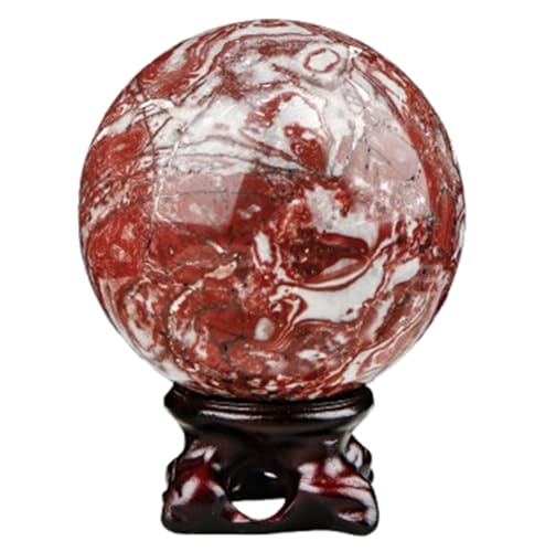 Agate Geode Sphere with Stand,Decorative Stone Sculpture Figurine for Desk Decoration Feng Shui and,5~6cm Gemstone Stone