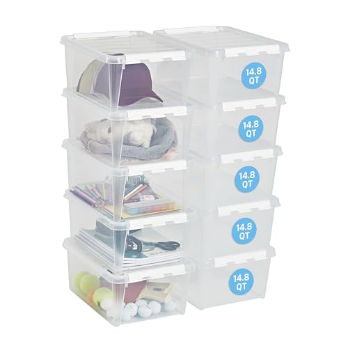 SmartStore Classic 15 Clear Storage Box, 14L/14.8QT BPA-Free Stackable Container with Secure Lid, Swedish Made Storage for A4 Papers & Games (6)