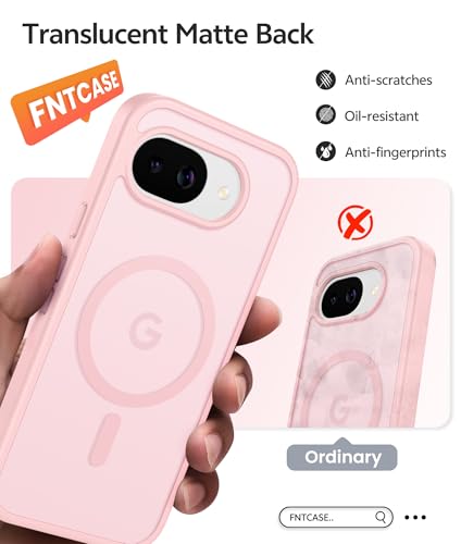 Image of FNTCASE for Google Pixel 10a Case: [Compatible with Magsafe] Translucent Matte Cases with [Screen Protector] Military Grade Shockproof Protective Magnetic Phone Cover for Pixel 10A - Light Pink