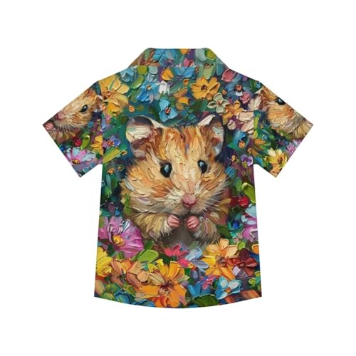 Image of PinUp Angel Funky Casual Hawaiian Shirt Kids Boys Girls Art Oil Painting Animal Pattern Short Sleeve Unisex Beach Shirt