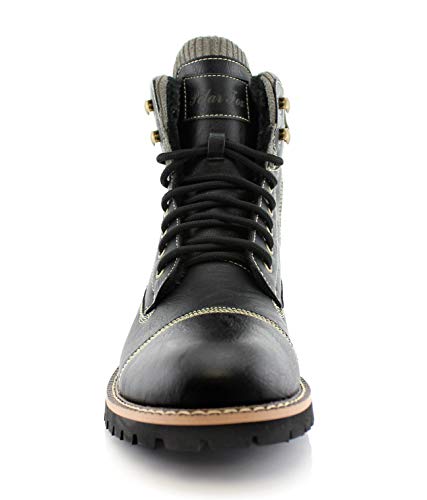 Polar Fox Mens Vegan Leather Winter Boots, with Faux Fur Lined Option4