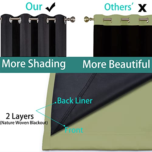 Image of Yakamok Total Blackout Curtains, 2 Thick Layers Completely Blackout Thermal Insulated Drapes with Black Liner for Bedroom(52Wx84L, Sage, 2 Panels)