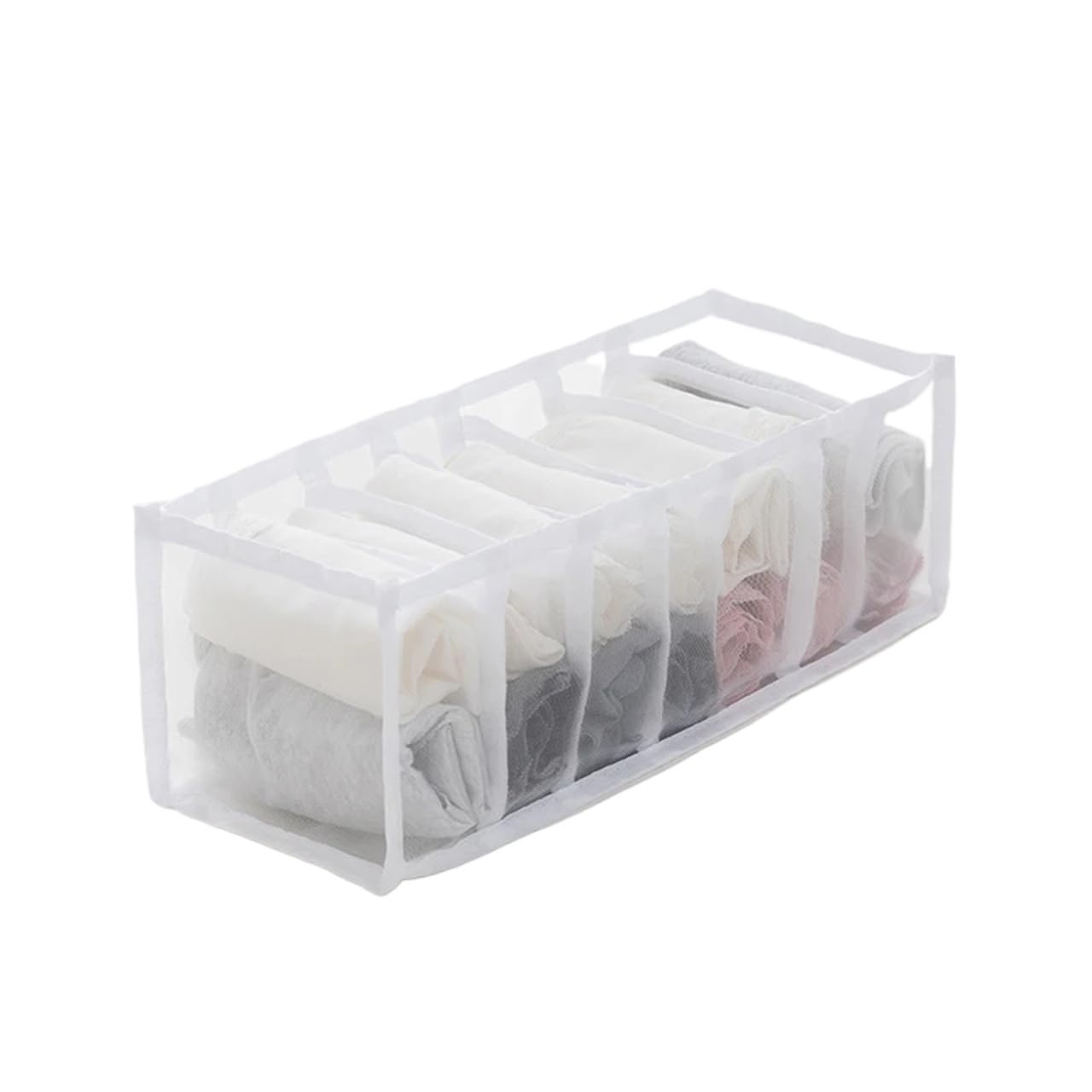 GYTTDERFL Sock Organiser Closet Organizer For Underwear Socks Home Cabinet Divider Storage Box Drawer Organizers Bra(White 7 grids)