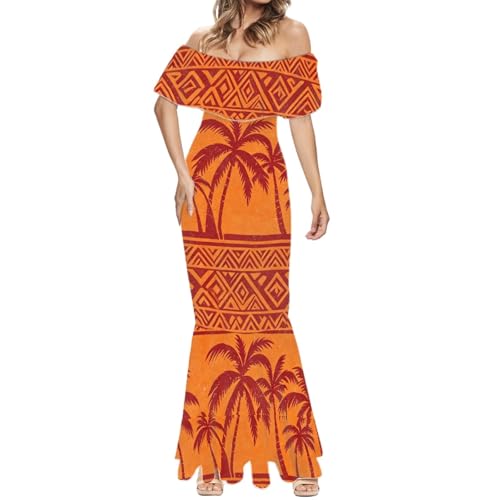 Image of Polynesian for Women S-7XL Off Shoulder Maxi Dress Hawaiian Summer Dresses