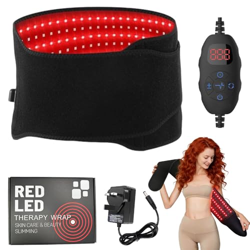 Wxeadu Red Light Belt 140 LEDs 660nm Red Light & 850nm Near-Infrared Light Wrap Belt Infrared Lamp Belt with 5 Temperatures & 6 Time Settings for Legs Back Waist Shoulders Neck Black