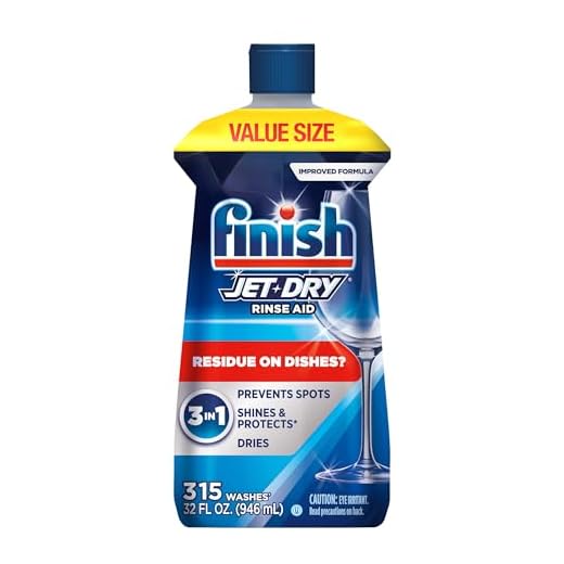 Finish Jet-Dry Dishwasher Rinse Aid, Compatible with Dishwasher Detergent, Prevents Spots & Residues, Dries, Shine & Protects, 32 oz, 300 washes