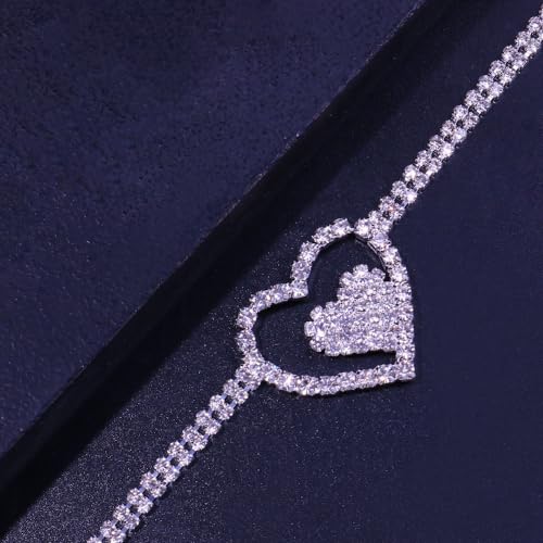 Image of Sora Tuki Ankle Bracelets for Women Waterproof Butterfly Heart Cross Anklets for Women Tennis Rhinestone Anklet Bracelet Large Plus Size Anklets Big Ankle Beach Summer Foot Jewelry