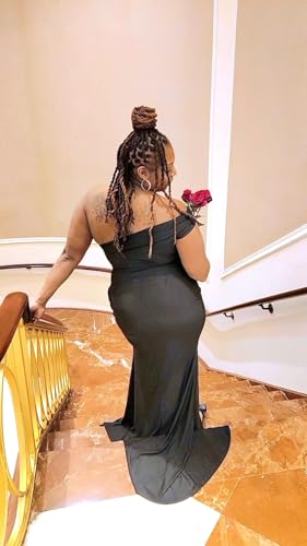 Image of Womens Off Shoulder Sexy V Neck High Split Long Maxi Dress, Formal Cocktail Party Evening Gown Mermaid Dress