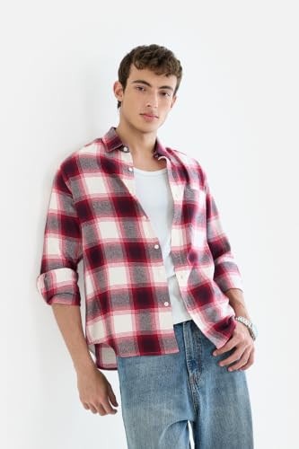 Image of SNITCH Men Casual Shirt | Regular Fit Full Sleeve Spread Collar Check Pattern | 100% Cotton & Breathable Fabric for Everyday Wear & Semi-Formal Occasions