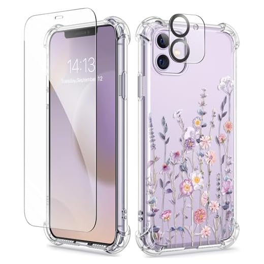 GVIEWIN for iPhone 11 Case Floral, Screen Protector & Camera Lens Protector | Non Yellowing, Soft Shockproof Clear Protective Phone Cover for Women, Flower Pattern Design 6.1" (Floratopia/Colorful)