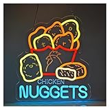 LEMST Hängende Kunst-Leuchtreklamen Chicken Nuggets Neonschild, USB-dimmbare LED-Leuchten Für Unternehmen, Restaurant, Geschäft, Haus, Bar, Café, Party 12.6x14.57in