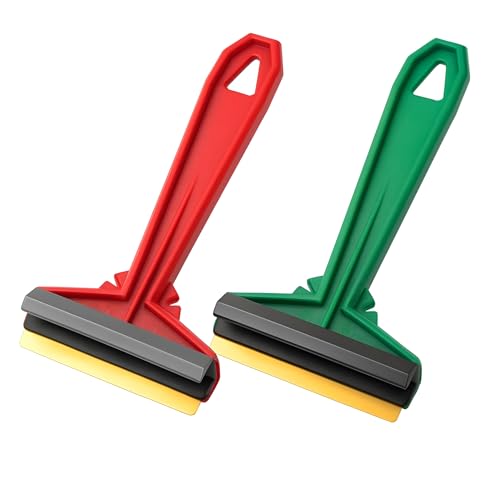 2 Pack Murska 575 Brass Ice Scraper - 90 mm Brass Blade Windscreen De-Icer with Squeegee and Wiper-Groove - Made in Finland - Compact Car Window Scraper for Fast Frost and Ice Removal - Random Colours