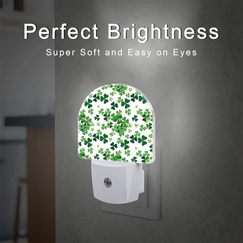 Image of St Patrick's Day Shamrock Night Light Plug into Wall,Green Ireland Clover Leafs Dusk to Dawn Night Light Plug in,0.5w Energy Saving Sleep Friendly NightLight for Kids Boys Girls Home Decor