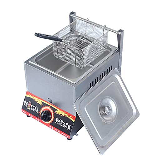 Gasfritteuse, Fritteuse, freistehende Temperaturregelung, einstellbare Feuerkraft, Multifunktions-Fritteuse mit Deckel und Korb, einstellbare Feuerkraft, Edelstahl, leicht zu reini