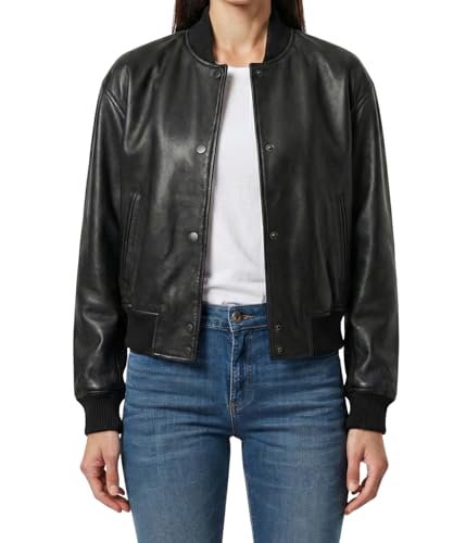 Decrum Women Leather Jacket - Leather Bomber Jacket Women | [1329404] Julee Blck, L