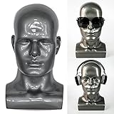 FanLin Male Mannequin Head Professional Manikin Head for Display Wigs Hats Headphone Mask Sunglasses Jewelry and Scravat Display Stand (Light grey)