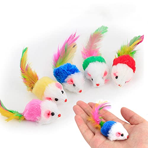 10 Pièces Jouet Interieur Souris pour Chat, Jeux Chat Peluche Assorties, Convient Aux Chats pour Jouer(Couleur aléatoire) – Image 3