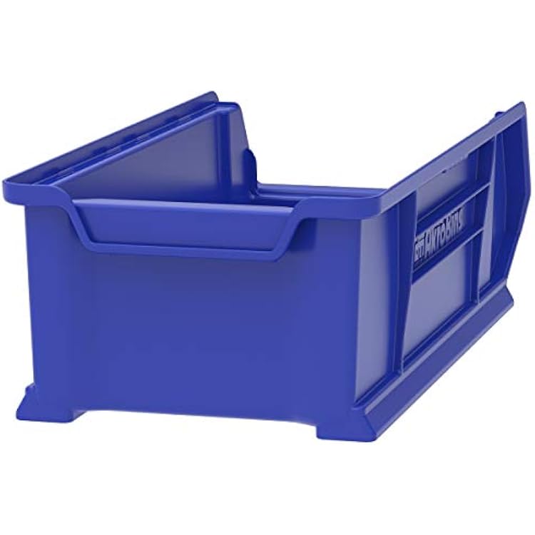Akro-Mils 30286 Super-Size AkroBins Plastic Storage Bins, Space-Saving Stackable Bins for Garage, Classroom, Warehouse Organization, 24 L x 11 W x 7 H, Blue, 4-Pack