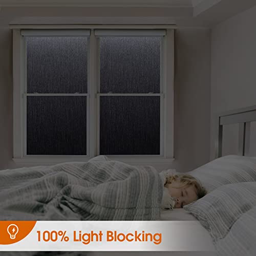 Static Cling Total Blackout Window Film Privacy: 100% Light Blocking Window Privacy Film Window Tinting Film For Home Sun Blocking Window Tint Window Heat Blocker Window Cover #TOP7