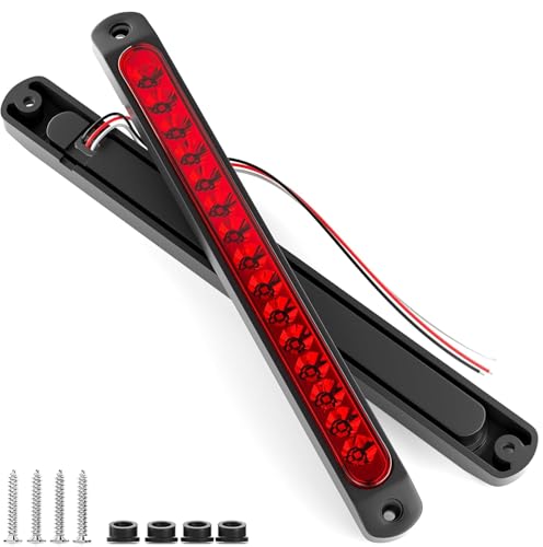 joonnair Lot de 2 Barre de Feux Arrière de Frein de Remorque 12-24 V, LED Feu de Freinage Supplémentaire étanches, Feu Stop LED pour Camion Remorque, UTV, ATV, Barre...