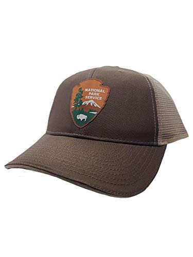 National Park Service HAT Adjustable w mesh Backing National Park Service NPS Woven Patch (Brown on Tan)