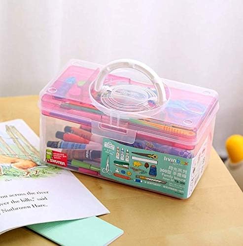 livinbox 9" Portable Plastic Toolbox with Handle & Removable Tray, First Aid Carrying Case and Storage Organizer for Art, Craft & Sewing Supplies, Transparent Beige, TB-300-BU - Image 5