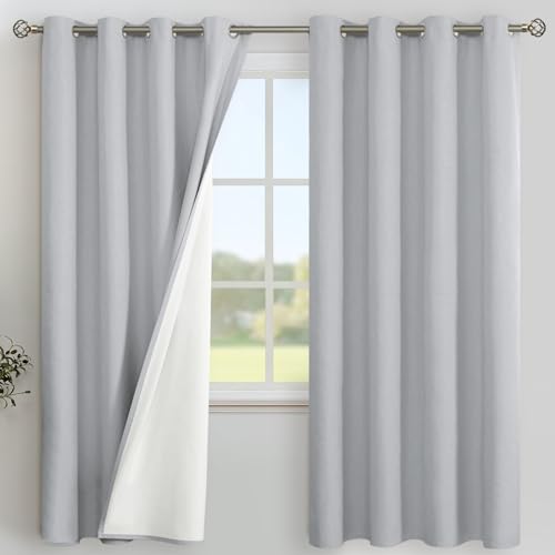 Image of YoungsTex 78 Inches Long Linen 100% Blackout Curtains for Bedroom, Thermal Insulated Drapes with Grommet Privacy for Officen Living Room Window, Light Grey, 2 Panels, 52 X 78 Inch