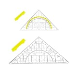 PANZHIHUIDA Geometrie-Dreiecke Set 2-teilig (20 cm + 14 cm) mit Griff & Dreikantmaßstab - Längen- und Winkelmessung, ideal zum Zeichnen, Kartografieren, Modellieren