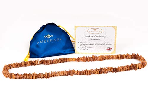 Image of AMBERAGE Natural Baltic Amber Necklace for Women - Hand Made from Raw /Certified Baltic Amber Beads(2 sizes) (21.7)