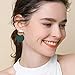 KaFu Round Curved Dangle Earrings Geometric Double Disc Gold Fashion Matte Paint Discs Drop Statement Earrings for Women Jewelry (Green)
