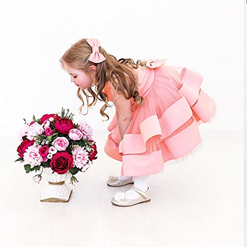 Aimjchld Infant Girls Easter Big Bowknot Dresses Baby Little Girls Tulle Lace Wedding Party Ball Gown Dress 3M 6M Pink 60 #TOP1