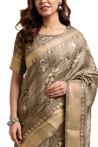 Image of MIRCHI FASHION Women Saree Cotton Blend Kalamkari Printed | Comfortable Office and Regular Daily Use Sari with Unstitched Blouse Piece