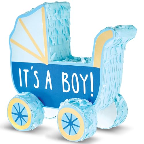Mini décoration landau bleu pour célébrer l'arrivée de votre petit garçon