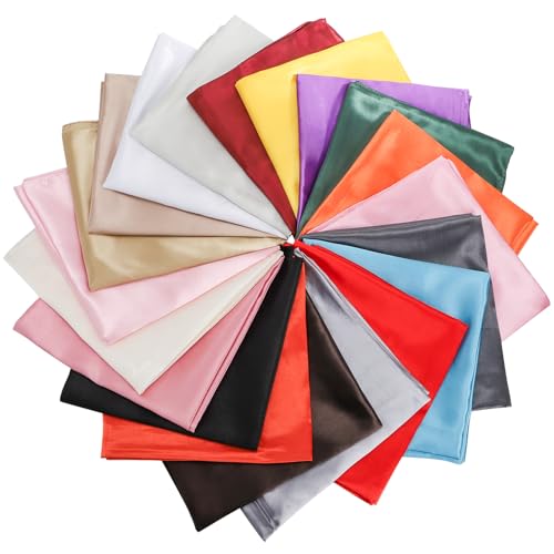 Coloch 20 Pack Satin Head Scarf for Women, 35" Large Square Neck Scarf Silk Like Hair Bandana for Sleeping Solid Color Lightweight Night Hair Wrap for Women, Girl2