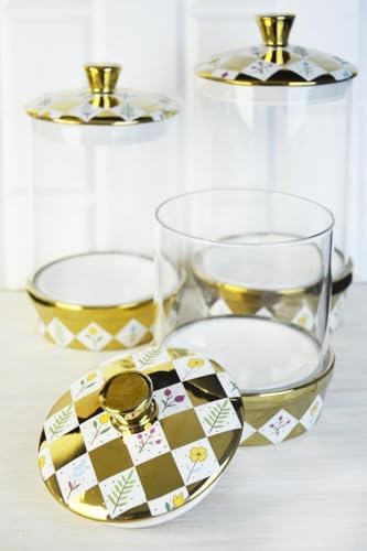 Paçi Leo Desenli Porselen Kapaklı 3 Boy Cam Kavanoz Seti - Görsel 1