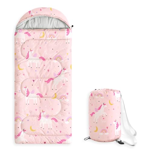 Wake In Cloud - Bolsa de Dormir para Niñas, Toddler, Ligera y Compacta para Camping en 3 Temporadas, Diseño de Unicornio Celestial miniatura 1
