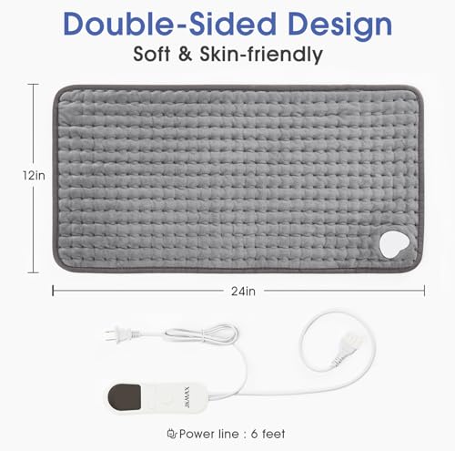 JKMAX Heating Pad for Back Pain Relief with Auto Shut-Off, 10 Heat Settings, Grey Pads Cramps LED Controller, Moist and Dry Therapy Neck, Shoulder, Machine-Washable, 12" x 24" - Thumbnail 7