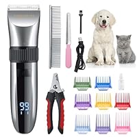 BarberBoss Kabelloser Haustier-Fellpflege-Clipper – Keramikklingen, LED-Display, schnelles Aufladen, elektrische Haustierschneidemaschine für Hunde und Katzen QR-9082