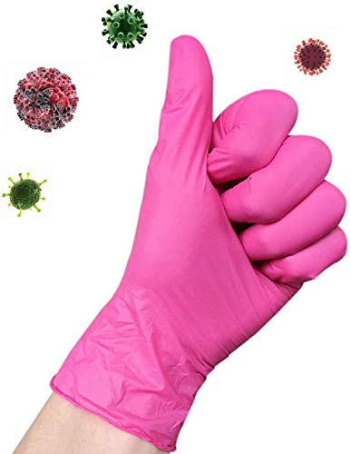 6 Boxes of Disposable Nitrile Gloves Rose Red Anti-Infection Anti-Allergy Isolation Germs Work Gloves Household Cleaning Inspection Tools (100Pcs / Box),XS