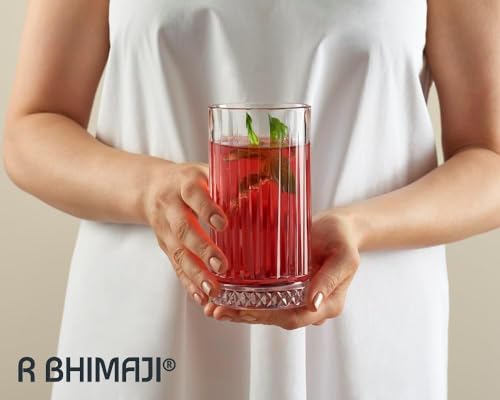 Image of Premium Crystal Water Glass Set of 6 - Highball Drinking Glasses Set for Home - Glass Set for Water Juice Shakes Mojito Cocktail Colddrinks (Stand Dimaond)