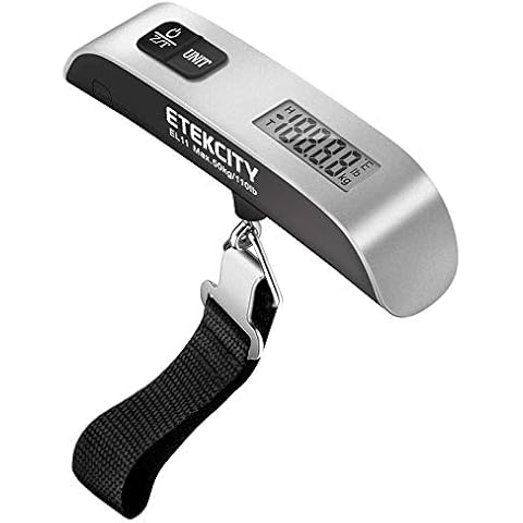 Etekcity Luggage Scale, Digital Portable Handheld Suitcase Weight for Travel with Rubber Paint, Temperature Sensor, 110 Pounds, Battery Included Cover
