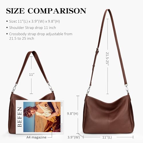 Image of befen Soft Genuine Leather Hobo Bags Purse for Women Crossbody Shoulder Bag