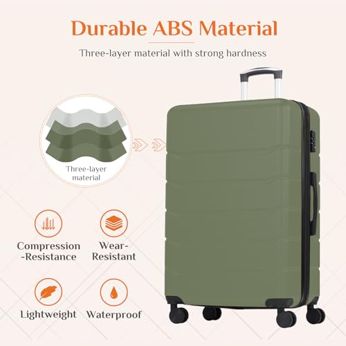 Image of Sweetcrispy 24 Inch Checked Luggage, Suitcase with Spinner Wheels